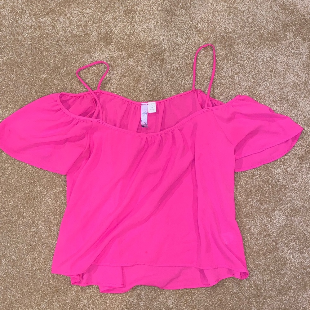 Off the Shoulder Hot Pink Flowy Top M